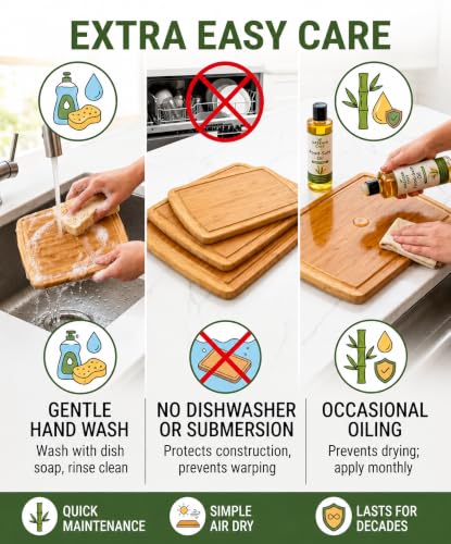 INDESTRUCTIBLE Extra Large Bamboo Cutting Board Set of 3 with Vertical Grain Strength Technology (3 Count)
