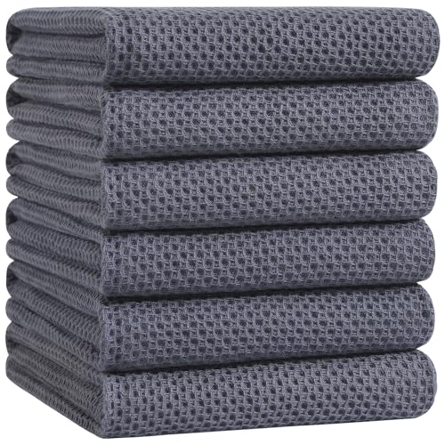 100% Cotton Oversized Waffle Weave Kitchen Towels 6 (6 Count)