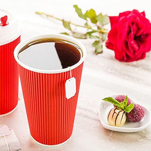 Ripple Wall Coffee Cups 25 Count 16 Ounce Insulated Red Paper Cups