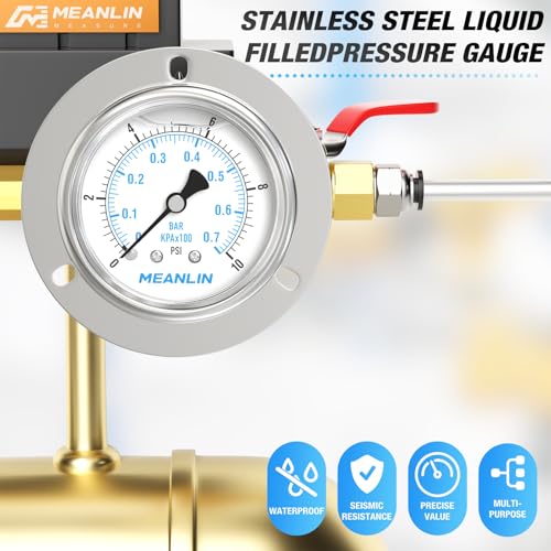 0~10Psi Liquid Filled Pressure Gauge Front Flange Panel Mount