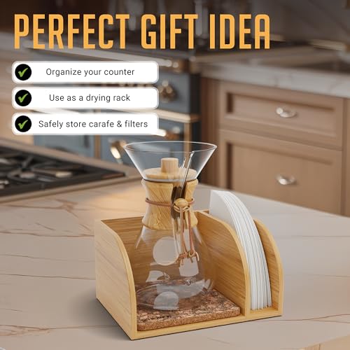 Pour Over Caddy with Lid for Chemex Bodum Cosori Coffee Makers Cork