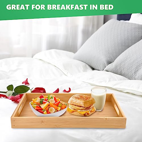 Bamboo Dinner Food Trays for Eating On Couch Party Platters for Serving Food Decorative Tray for Kitchen Counter Rectangle