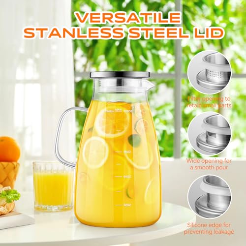Glass Pitcher with Lid and Handle