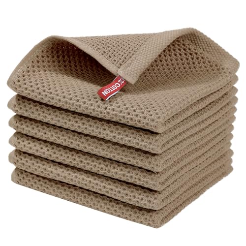 100% Cotton Waffle Weave Kitchen Dish Cloths 6 (6 Count)