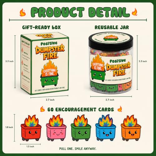 60 Positive Dumpster Fire Cards Jar