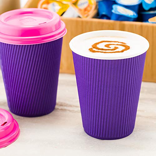 Ripple Wall Coffee Cups 25 Count 12 Ounce Insulated Royal Purple Paper Cups