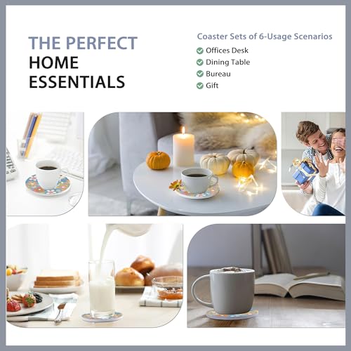 6 Pcs Coasters for Drinks with Holder