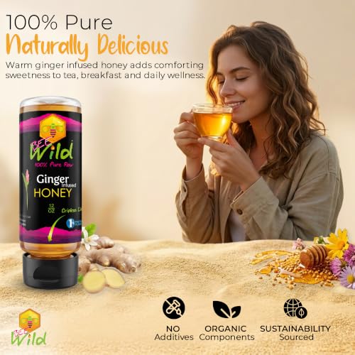 100% Pure Ginger Infused Honey (12 Ounce)