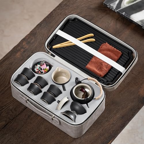 15 Piece Gongfu Tea Set with Tea Tray & Color (8 Ounce)