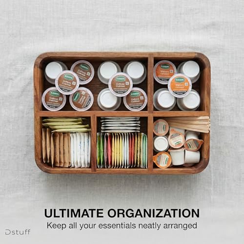 Acacia Wood Coffee Station Organizer for Countertop