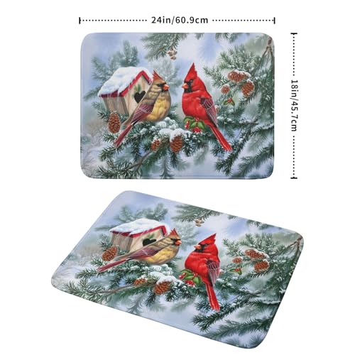 Winter Red Cardinal Bird Dish Drying Mat for Kitchen Counter