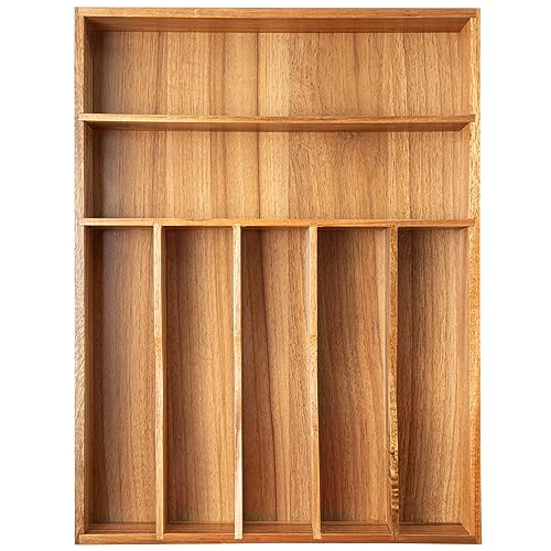Silverware Organizer Kitchen Drawer Organizer Utensil Organizer Acacia Silverware Holder Cutlery Organizer in Drawer Flatware Organizer Tray