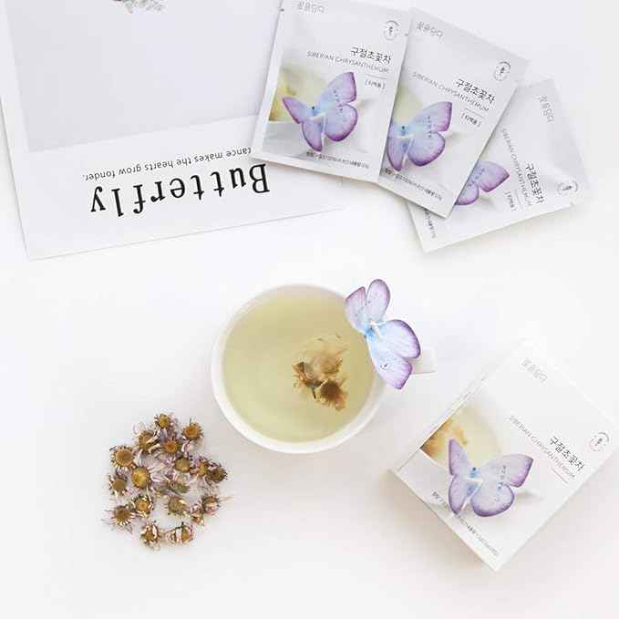 KKOKDAM Korean Tea Gift Set – 6 Flavor Butterfly Tea Bag Sampler – Elegant Box for Tea Lovers - Unique Gift