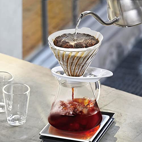 VDGR-02-W V60 Heat-resistant Glass Transmission Dripper 02 for 1 to 4 Cups, White, Made in Japan (24 Count)