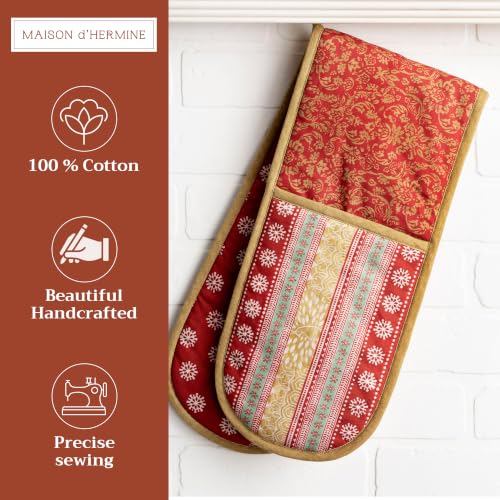 Double Oven Mitts 100% Cotton Double Oven Glove