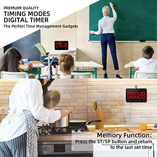 Digital Timer Kitchen Timer Count Down Up Rechargeable Kitchen Gadgets Vibration Mode Adjustable Volume and Brightness LED Display Time Management for Cook