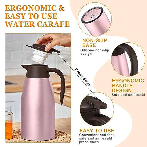 2 Pcs Thermal Coffee Carafe Insulated Stainless Steel Coffee Carafe for Hot Liquid Vacuum Thermal Pot Creamer Pitcher Dispenser with Brushes Keeping Hot Water Milk (2 Count)