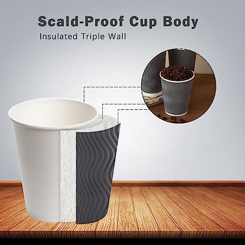150 Pack 8 oz Coffee Cups Disposable Insulated Paper Cup Gray (150 Count)