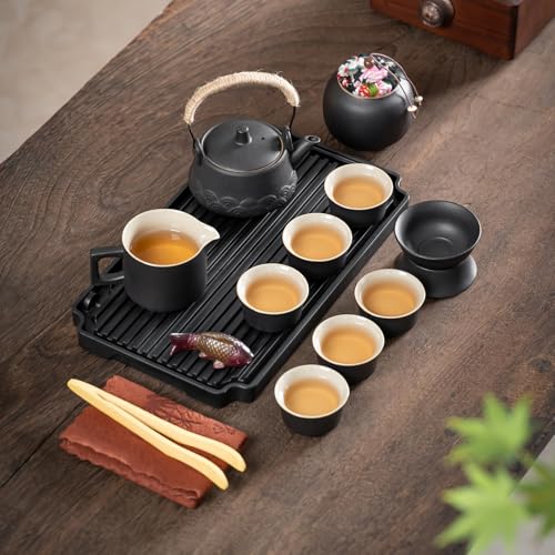 15 Piece Gongfu Tea Set with Tea Tray & Color (8 Ounce)