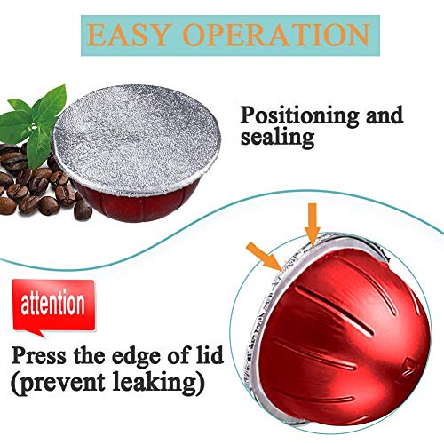 Aluminum Foils Lids to Reuse Vertuoline Capsules Coffee Pods Compatible with Nespresso VertuoLine Machine 64mm (200 Count)