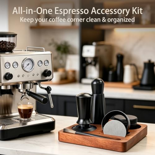 7 Pcs 58mm Espresso Tamper Tools Accessories Kit for Coffee WDT Tool Set