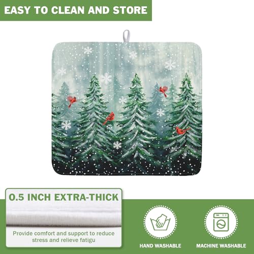 Welcome Winter Pines Tree Dish Drying Mat