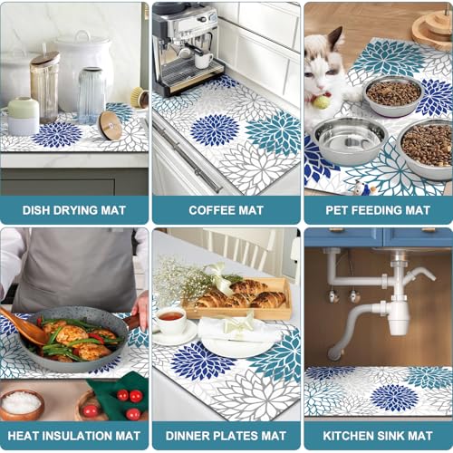 2PCS 17" x 32" Dish Drying Mat & 24" x 5.5" Sink Splash Guard (2 Count)