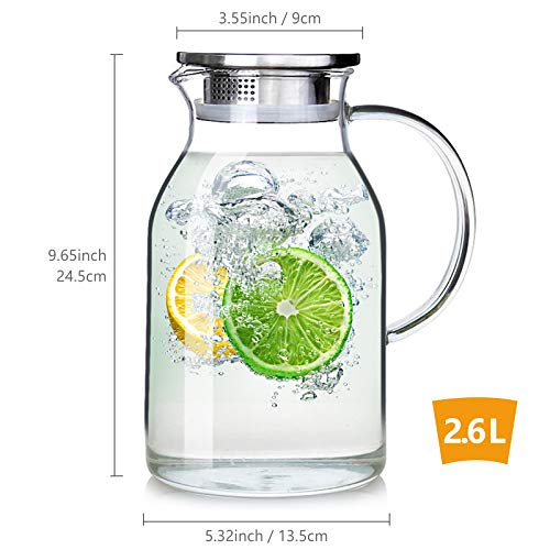 88oz Glass Pitcher with Lid and Handle