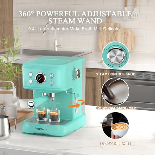 EM 04E 20Bar Espresso Machine with Milk Frother Steam 1100W TBlue