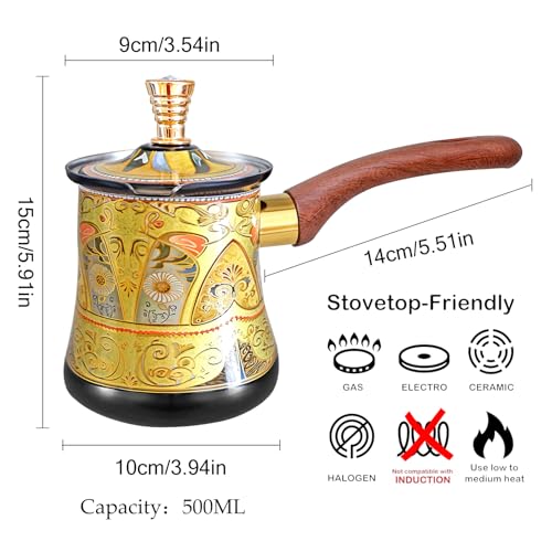 Retro Turkish Arabic Coffee Pot with Wooden Handle