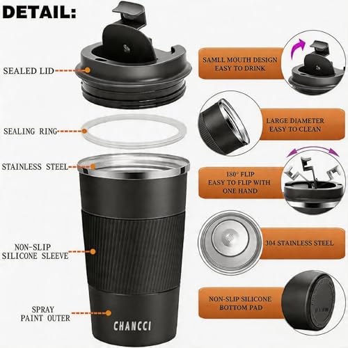 16oz Travel Coffee Mug Spill Proof