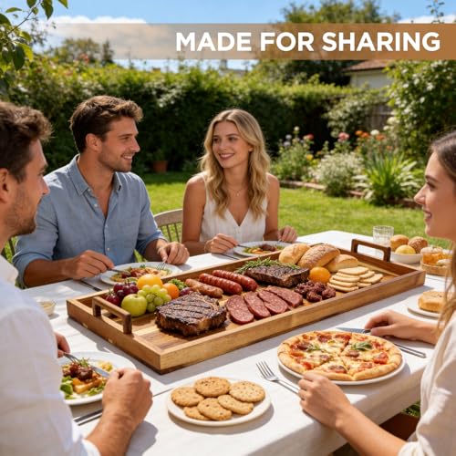 Large Charcuterie Board 30x12 Inch with Cheese Knife Set Acacia Wood