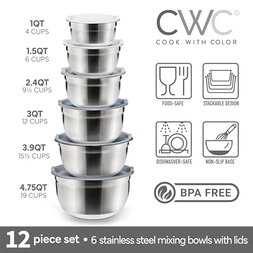 Stainless Steel Mixing Bowls Set with Lids