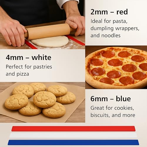 Set of 6 Rolling Pin Guides for Dough Thickness