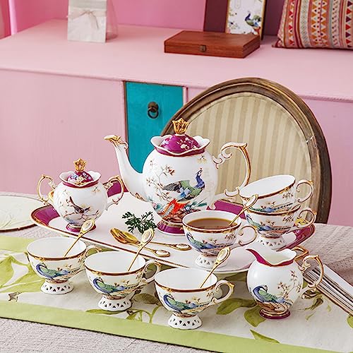 Bone China Tea Set for Adults with Teapot