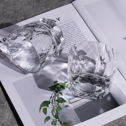Crystal Whiskey Glasses Set of 2 Old Fashioned Glasses Stemless (2 Count)