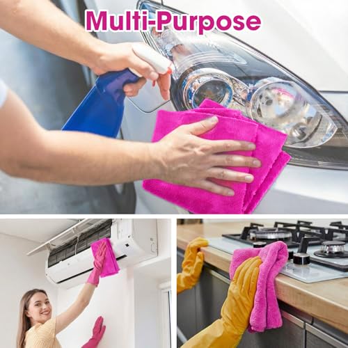 30 Pcs 16 x 16 Inch Edgeless Microfiber Plush Towels for Cars Detailing Drying Wash Polishing Absorbent Cleaning Cloths (30 Count)