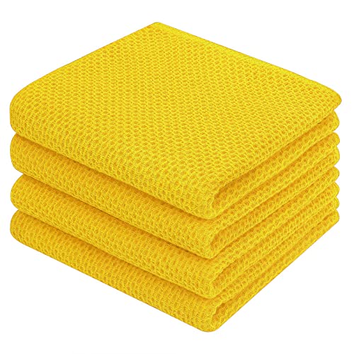 100% Cotton Waffle Weave Kitchen Dish Towels 4 (4 Count)