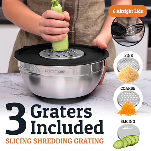 6Pc Stainless Steel Mixing Bowls with Lids Set