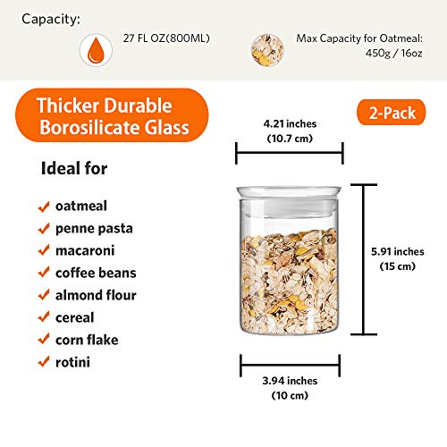 27oz Glass Jars with Airtight Lid Set of 2 (2 Count)