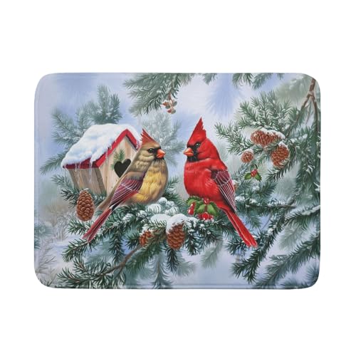 Winter Red Cardinal Bird Dish Drying Mat for Kitchen Counter