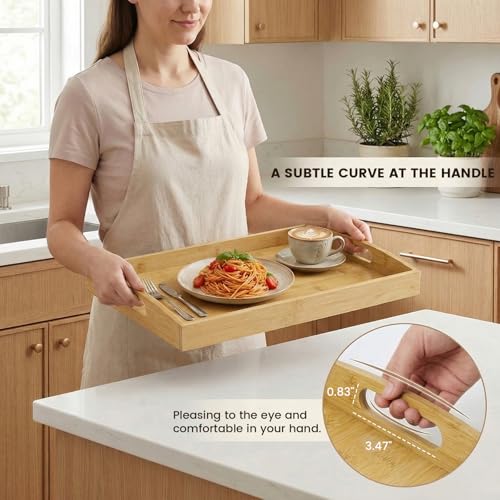Bamboo Serving Tray with Handles (2 Count)