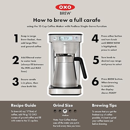 Brew 12 Cup Coffee Maker With Podless Single