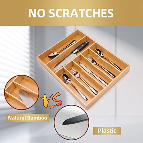 Silverware Organizer Kitchen Drawer Organizer Utensil Organizer Bamboo Silverware Holder Cutlery Organizer in Drawer Flatware Organizer Tray