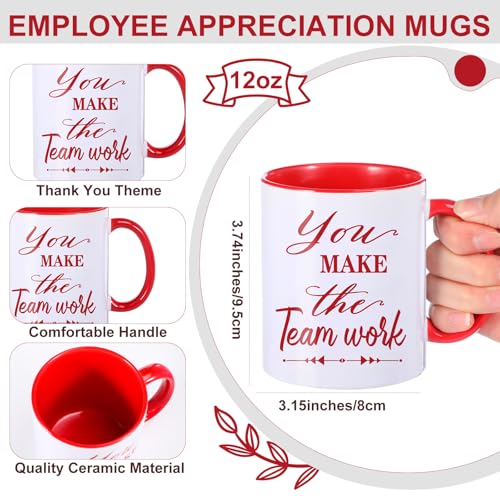 6 Set Employee Appreciation Gifts Include Thank You Staff Mug Gift Set 12 oz Appreciation Mugs Inspirational Pens Tags for Employee Staff Team Group (6 Count)