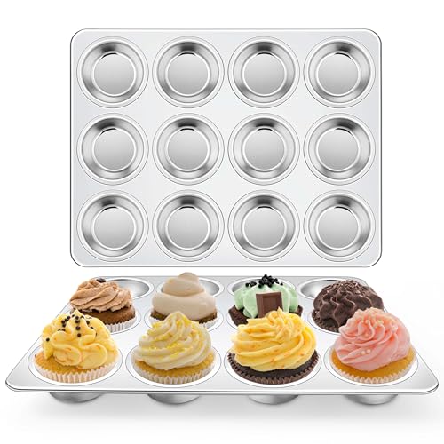 Stainless Steel Muffin Cupcake Pan Set 12 Cups