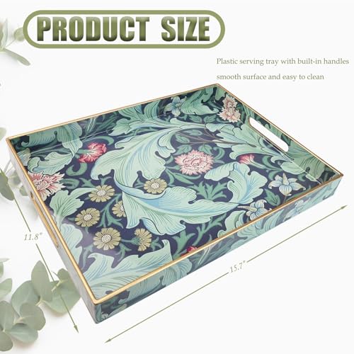Plastic Serving Tray with Handles for Coffee Table