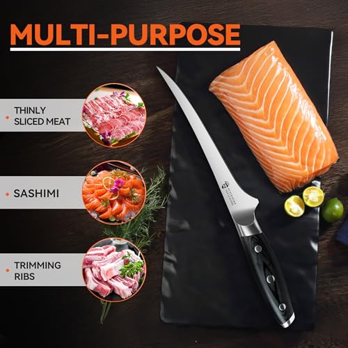 Fillet Knife 7 Inch Professional Fish Boning Knife for Trimming Meat & Poultry