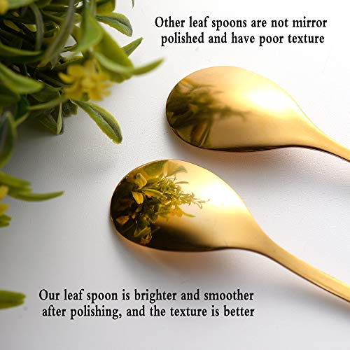 8 Pack Elegant Gold Leaf 4.7" Espresso Spoons (8 Count)