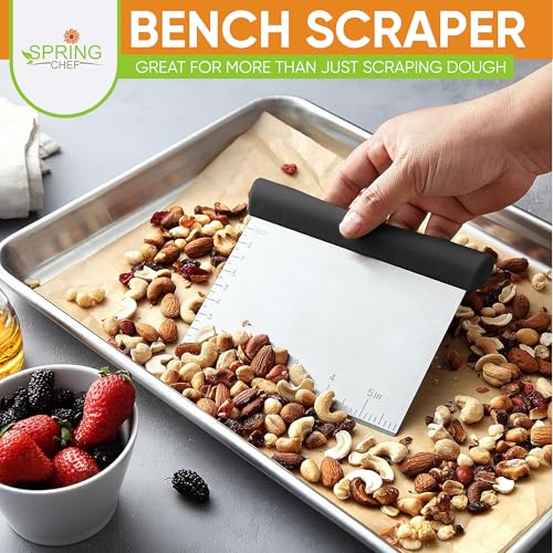 Stainless Steel Bench Scraper & Bowl Scraper Set for Baking